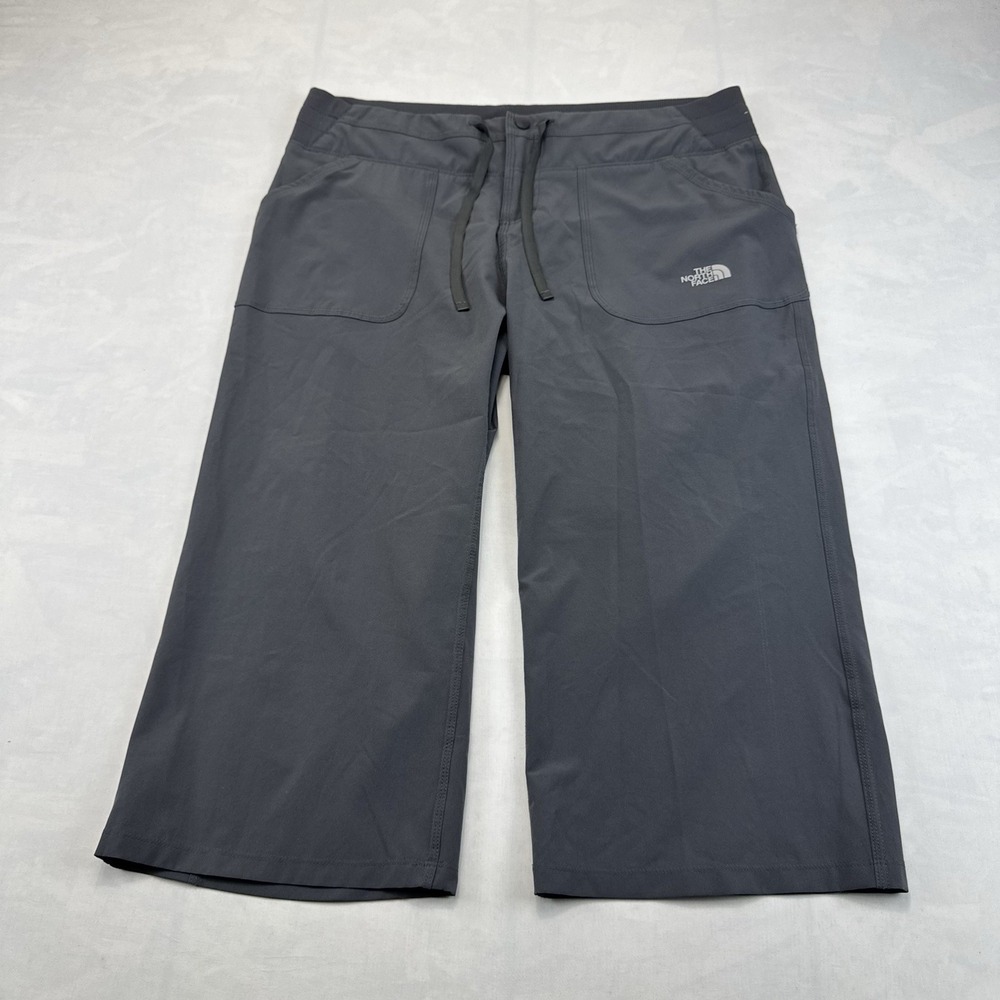 The North Face Womens Large Gray Wide Leg Capri Pants Stretch Drawstring
